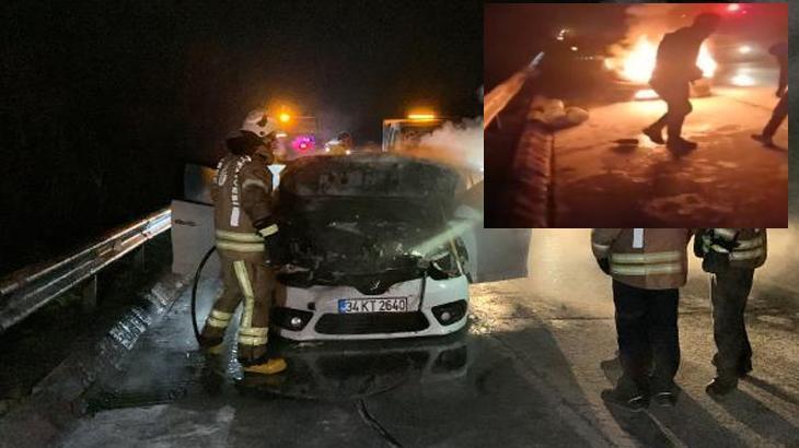 TEM Otoyolunda seyir halindeki otomobil alev topuna döndü Haberler