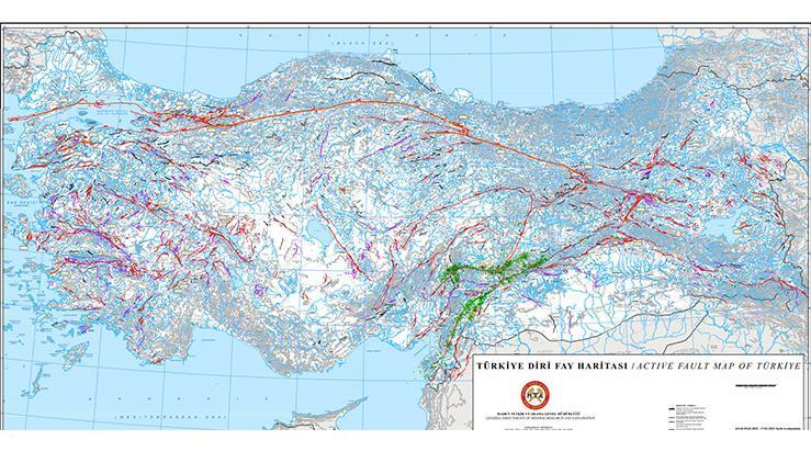 YENİ TÜRKİYE DEPREM RİSK HARİTASI YENİLENMİŞ MTA DİRİ FAY HATTI