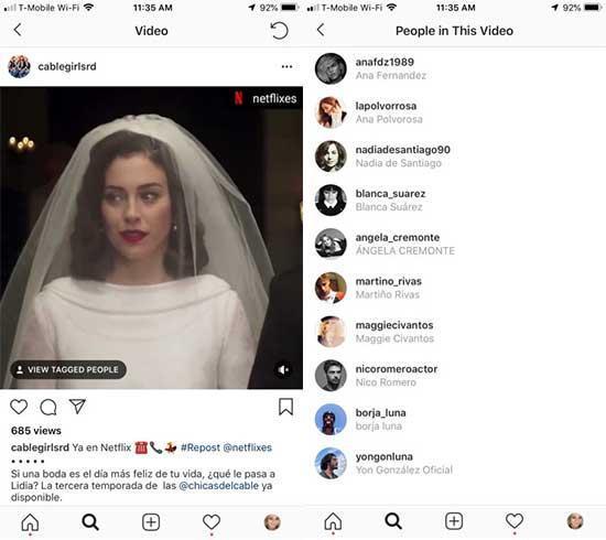 Instagram şimdi de video üzerinde arkadaşları etiketlemeyi test ediyor