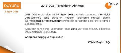 DGS tercihleri başladı DGS tercihi nasıl yapılır 2018 Dikey Geçiş Sınavı