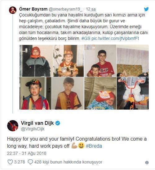 Virgil van Dijktan Ömer Bayrama tebrik mesajı