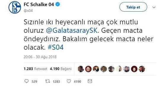 Schalke 04ten Galatasaray paylaşımı