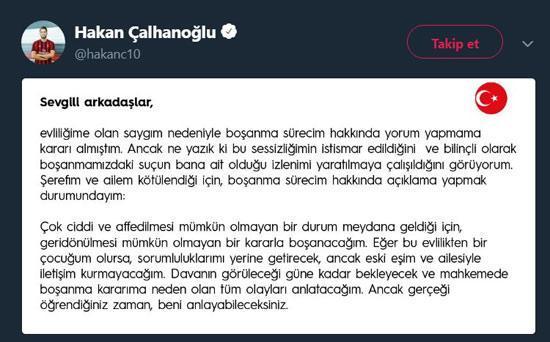 Hakan Çalhanoğlu eşinden boşanma kararı aldı
