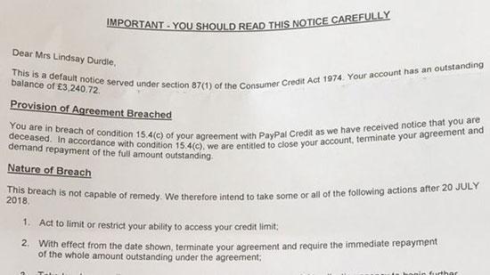 PayPal ölen müşterisine kuralları ihlal ettiğini ve borcunu ödemesi gerektiğini bildirdi