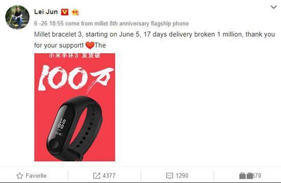 Xiaomi Mi Band 3, 17 günde 1 milyon adet sattı