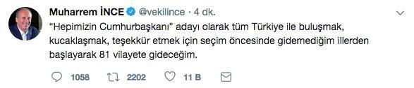 Son dakika… Kılıçdaroğlunun açıklamasının ardından İnceden ilk tweet