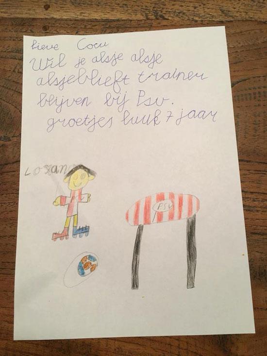 Cocu’ya 7 yaşındaki taraftardan ‘kal’ mektubu