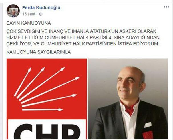 CHP’li aday sıralamayı beğenmedi, istifa etti