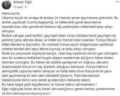 Son dakika: CHP Konyada Abdüllatif Şener isyanı