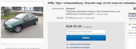 Otomobilini satışa çıkaran Türk, eBaydeki bu ilanı fenomen oldu