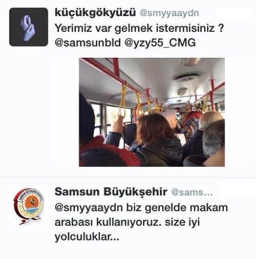 Samsun Belediyesinin Twitter hesabından şoke eden cevap