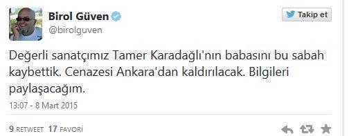 Oyuncu Tamer Karadağlının babası vefat etti