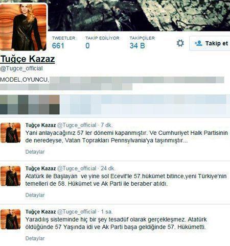 Tuğçe Kazaz twitterı salladı: Atatürk ile AK Parti...