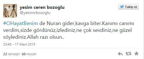 O Hayat Benim dizisinde üzücü ayrılık