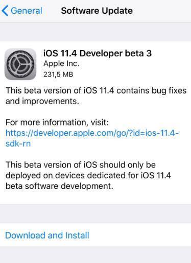 iPhone ve iPad için iOS 11.4 beta 3 artık kullanıma hazır