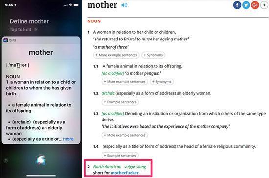 Siri, Anne kelimesini küfürlü bir şekilde açıklıyor
