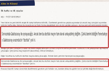 Alex olay sözleri sitesinden kaldırdı