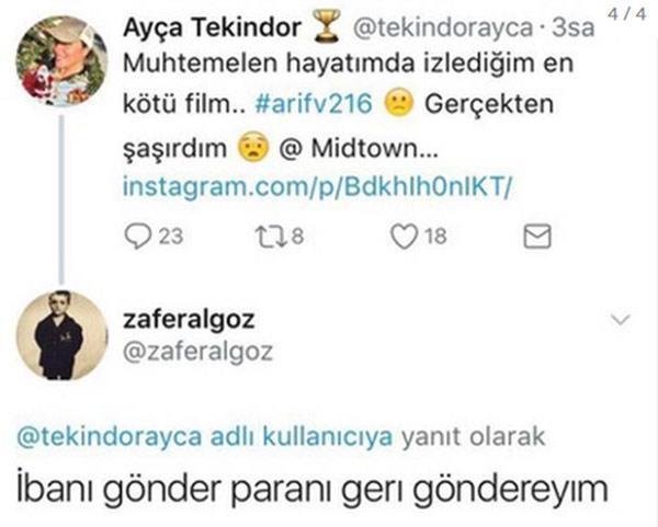 Zafer Algözden Ayça Tekindora olay cevap: IBANı gönder