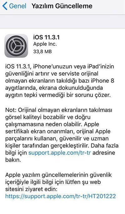 iOS 11.3.1 güncellemesiyle iPhone 8lerde görülen sahte ekran sorunu çözüldü