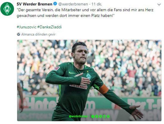 Zlatko Junuzovic, Werder Bremenden ayrılacağını açıkladı