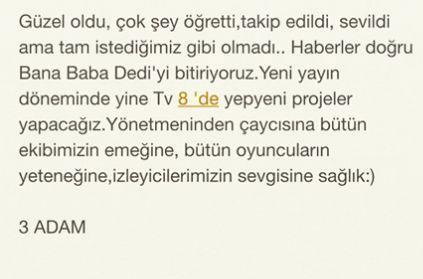 Bana Baba Dedi sona eriyor