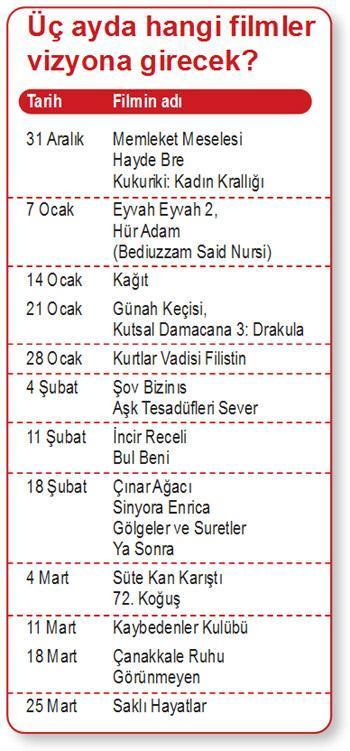 4 ayda 66 film vizyona girecek