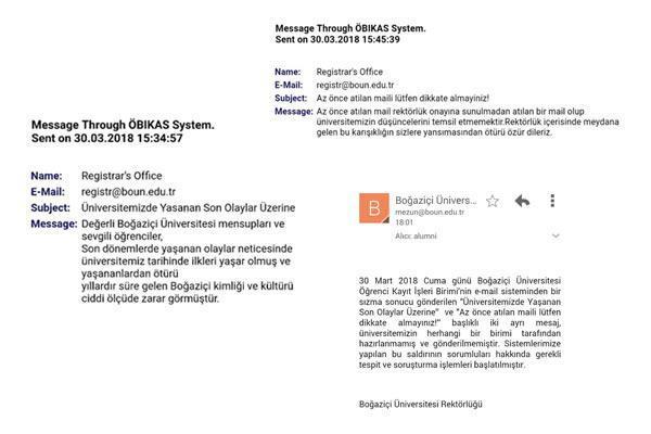 Boğaziçinde mail skandalı