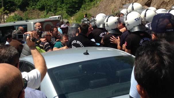 Yuvacık Barajı çevresindeki tesislerin yıkımında biber gazlı müdahale