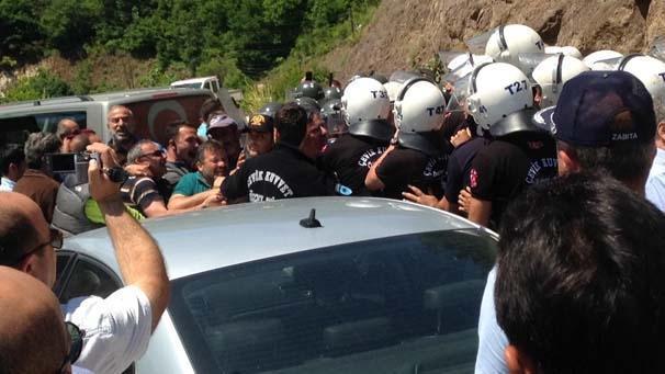 Yuvacık Barajı çevresindeki tesislerin yıkımında biber gazlı müdahale