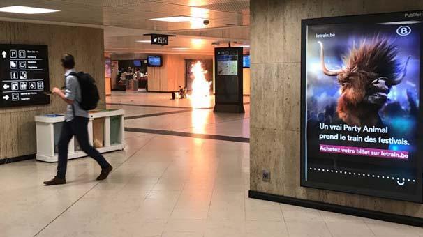 Brükselde tren istasyonunda büyük panik Canlı bomba...