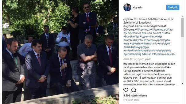Cumhurbaşkanı Erdoğan, Erol Olçokun mezarı başında Kuran okudu