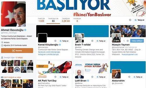 Davutoğlu twitterda Kılıçdaroğlunu takip etmeye başladı