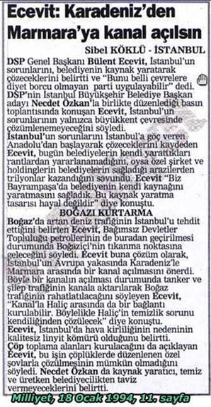 1994’te Ecevit ortaya attı, manşetlere ‘mega proje’ diye yansıdı