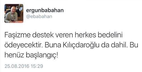 Ergun Babahandan Kılıçdaroğluna saldırı ile ilgili skandal tweet