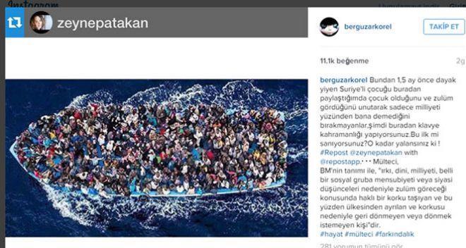 Bergüzar Korel, Instagramdan isyan etti