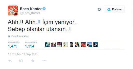 Enes Kanterden olay tweetler