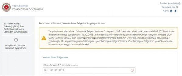E-Devletten yeni bir hizmet daha Miras sorgulama...