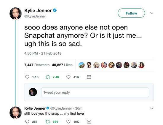 Kylie Jenner Snapchatin ölümünü ilan etti