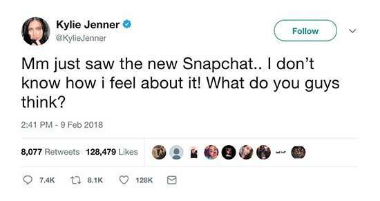 Kylie Jenner Snapchatin ölümünü ilan etti