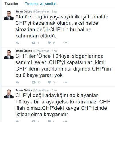 İhsan Özkes, twitterdan CHPyi bombaladı