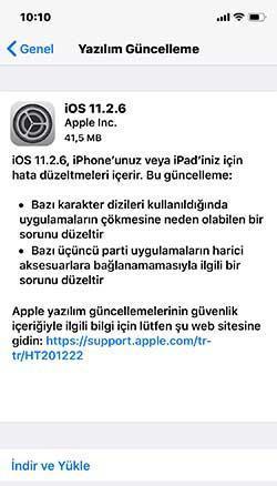 iPhoneları çökerten hata iOS 11.2.6 güncellemesiyle çözüldü