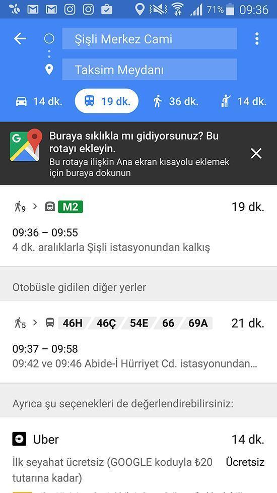 Google Transit sonunda Türkiyede de aktif