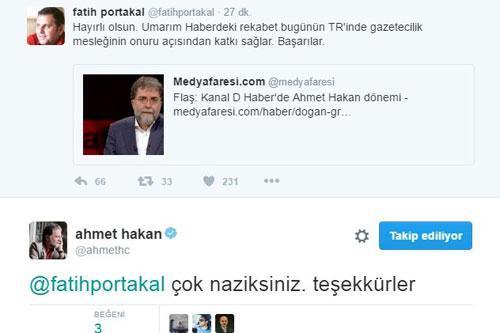 Fatih Portakaldan Ahmet Hakana mesaj