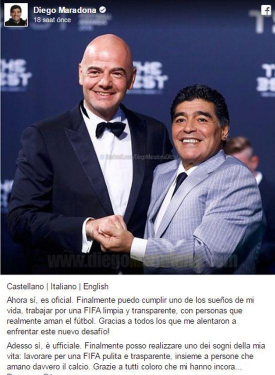 Maradona artık FIFA için çalışacak