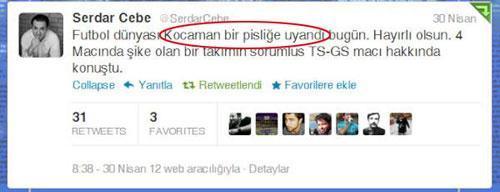 F.Bahçe taraftarını kızdıran twit