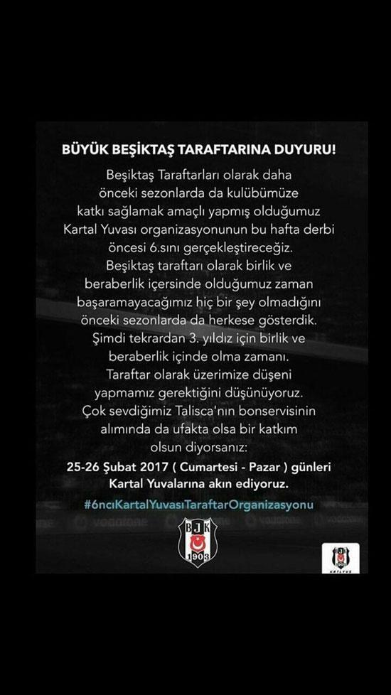 Beşiktaş taraftarı Taliscanın bonservisi için harekete geçti