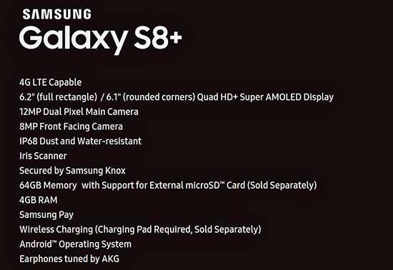 Samsung Galaxy S8+’ın teknik özellikleri sızdı