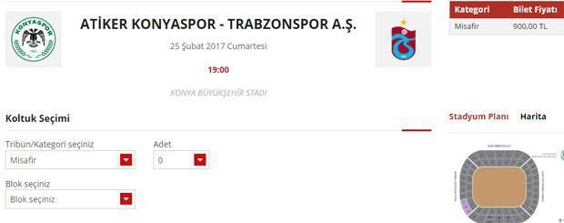 Konyaspor-Trabzonspor maçı 900 TL