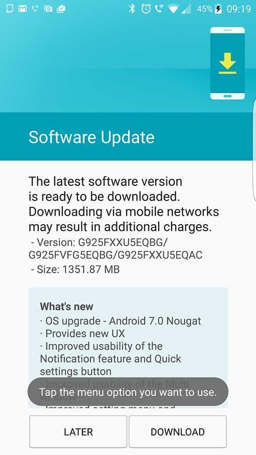 Galaxy S6 ve S6 Edge için Android Nougat çıktı