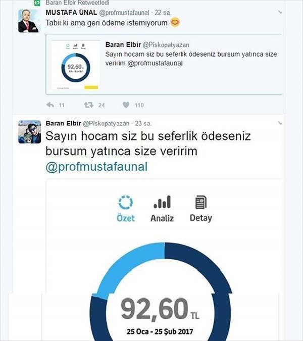 Öğrencinin faturasını rektör ödedi